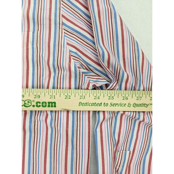 Chaps Men's Shirt Size L Red White Blue Striped Long Sleeve Button-Up - Picture 7 of 12